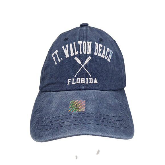 Ft Walton Beach Florida Hat Navy Blue White Embroidered Strapback - Picture 1 of 7
